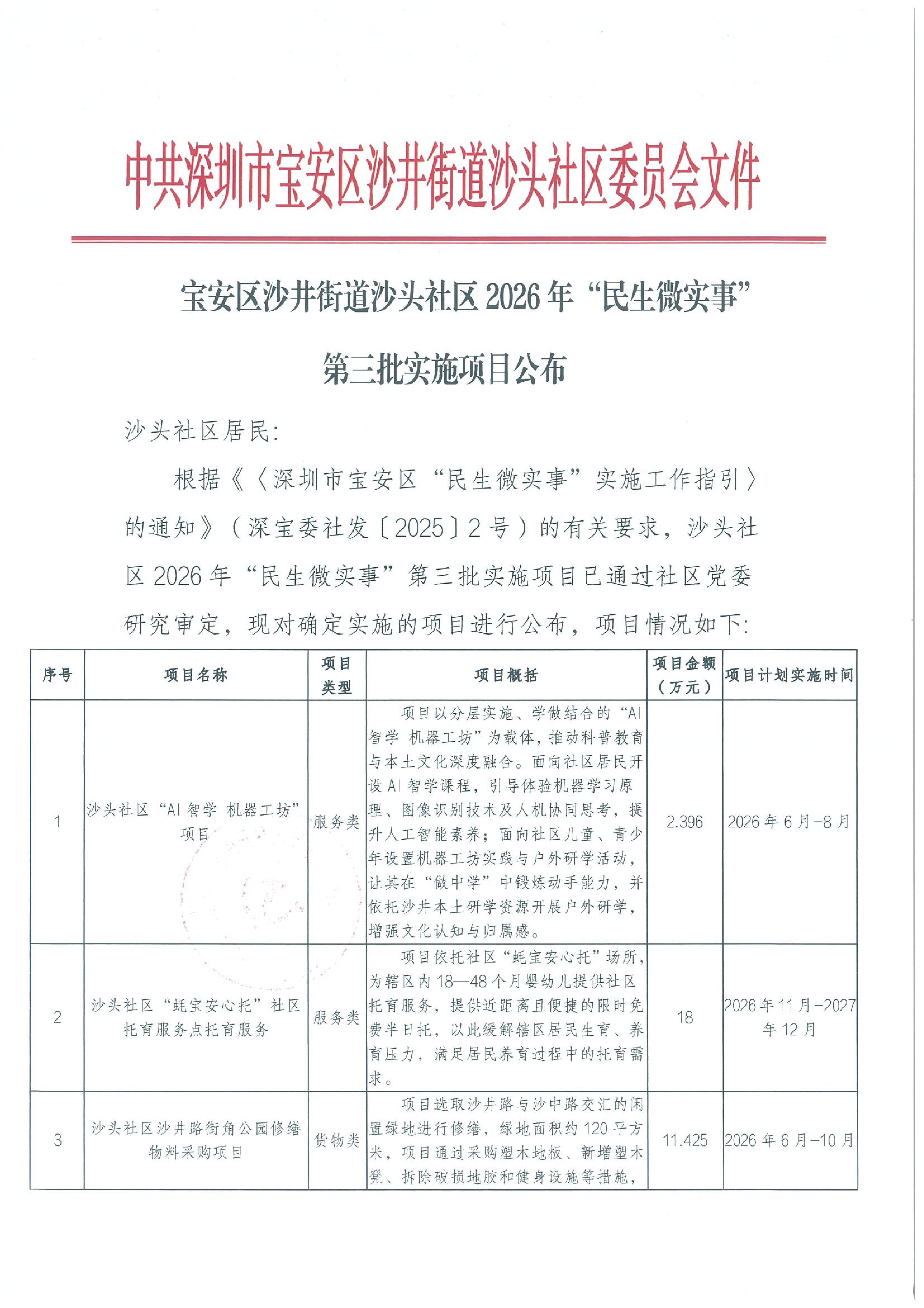 宝安区沙井街道沙头社区2026年“民生微实事”第三批实施项目公布_00.jpg
